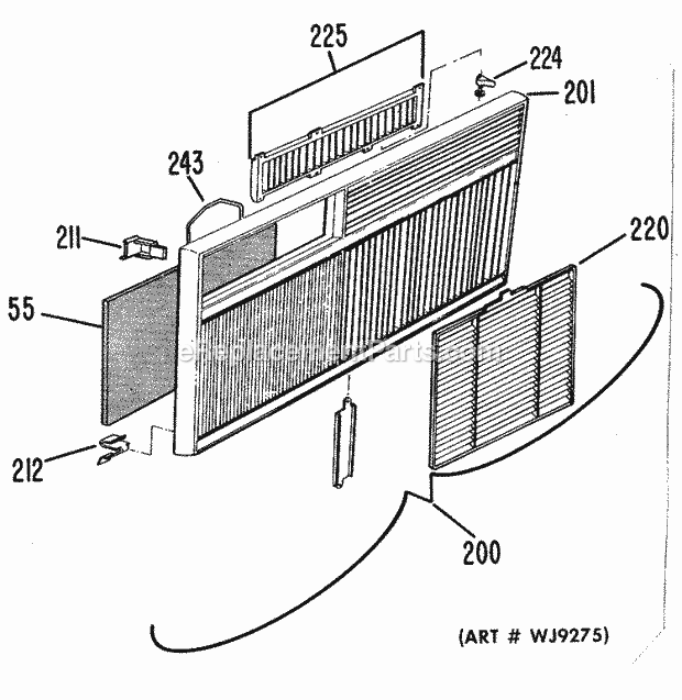 GE AJC08ASQ1 Room Air Conditioner Page B Diagram