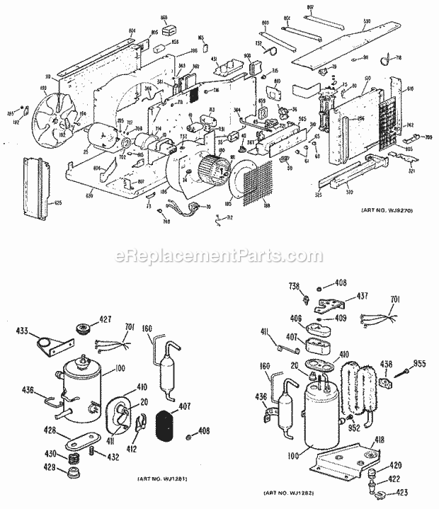 GE AJC08AVQ2 Room Air Conditioner Section Diagram