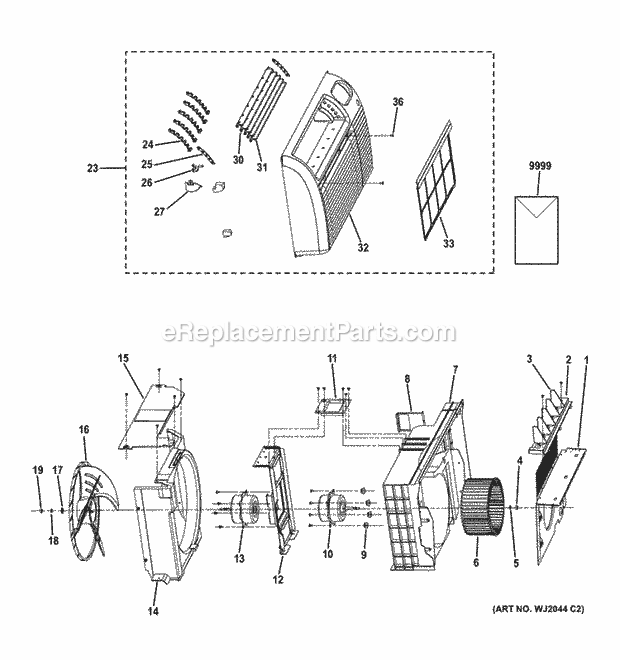 GE AJCQ10ACDH5 Grille & Chassis Parts Diagram