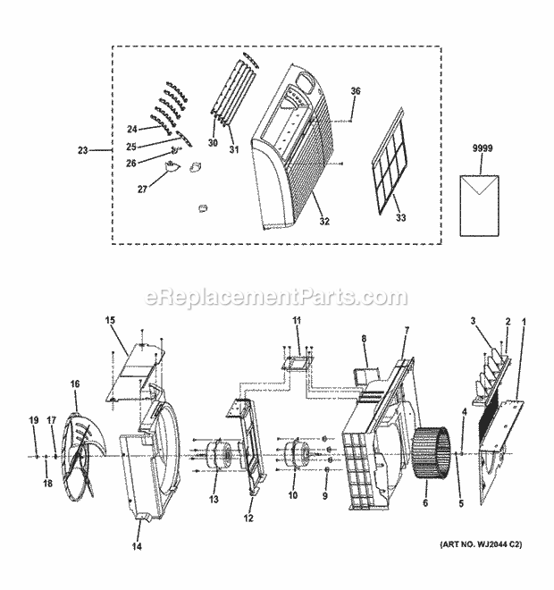 GE AJCQ10DCDH5 Grille & Chassis Parts Diagram