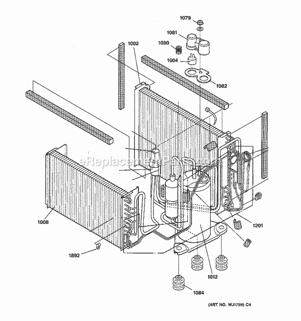 GE AJCS10ACM1 Room Air Conditioner Sealed System Components Diagram