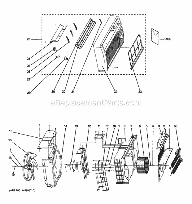 GE AJEM12DCEW1 Grille & Chassis Parts Diagram