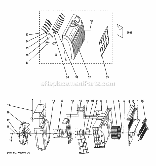 GE AJEQ08ACEQ1 Grille & Chassis Parts Diagram