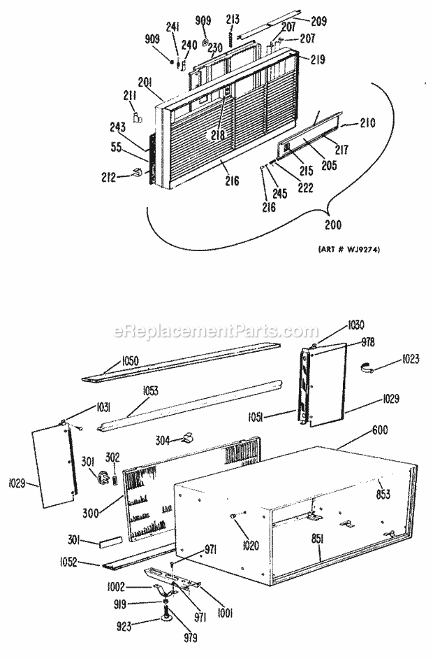 GE AJH10D1T1 Room Air Conditioner Page B Diagram