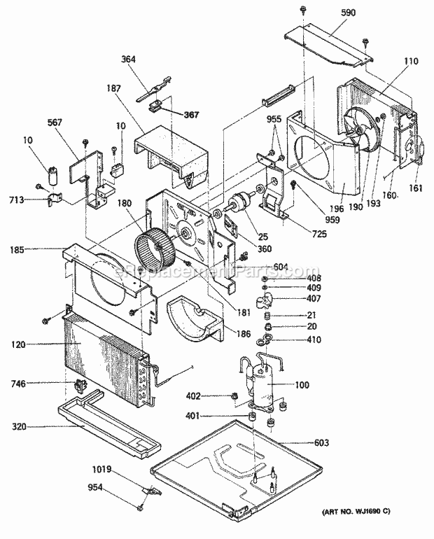 GE AMD12AAM2 Room Air Conditioner Page B Diagram