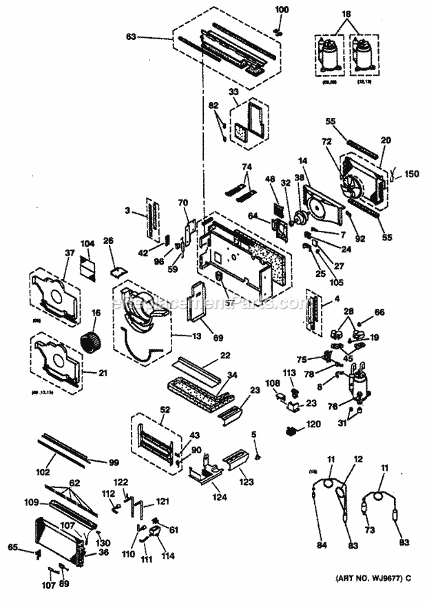 GE AZ31H12D5DV1 Room Air Conditioner Page B Diagram