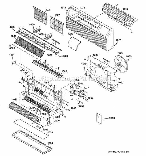 GE AZ55H12DABM1 Zoneline Grille & Chassis Parts Diagram