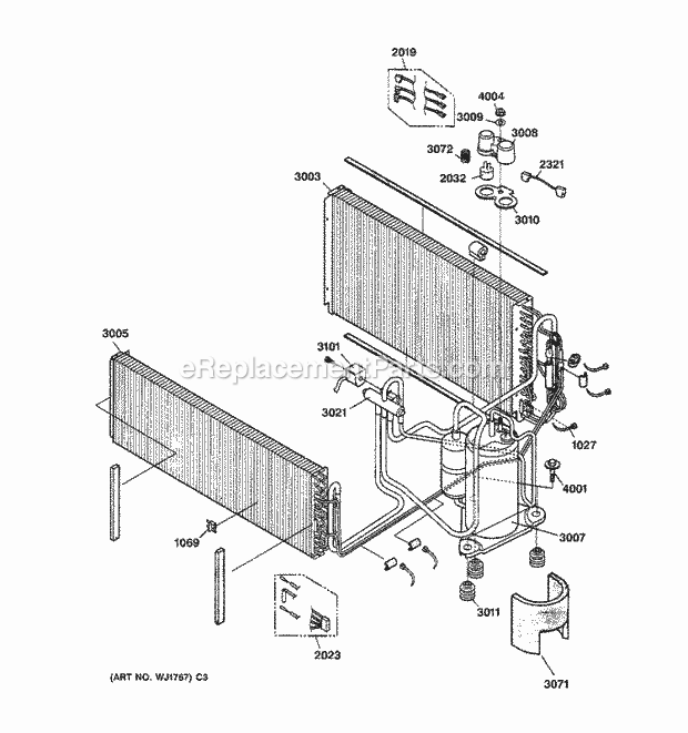 GE AZ55H15DADM1 Zoneline Unit Parts Diagram