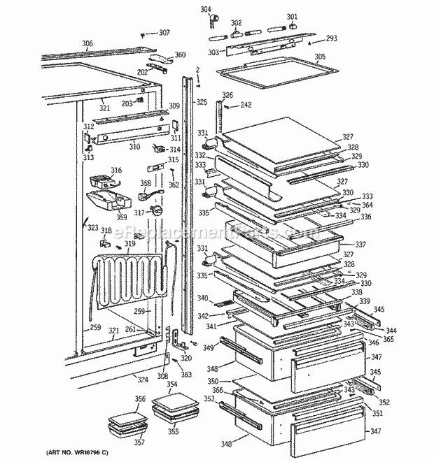 GE BISB42ELC Refrigerator Fresh Food Section Diagram