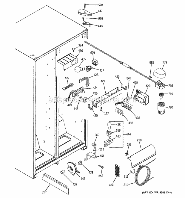 GE BSS25GFPECC Refrigerator Fresh Food Section Diagram