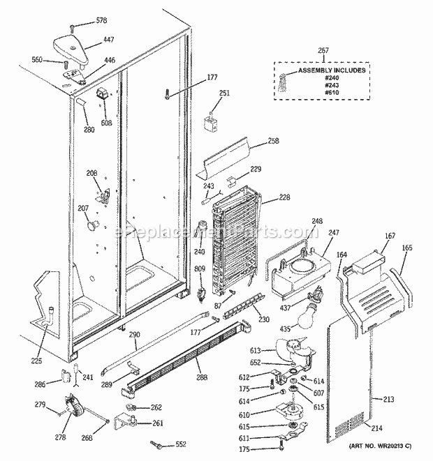 GE BSS25JFTCWW Refrigerator T Series Freezer Section Diagram