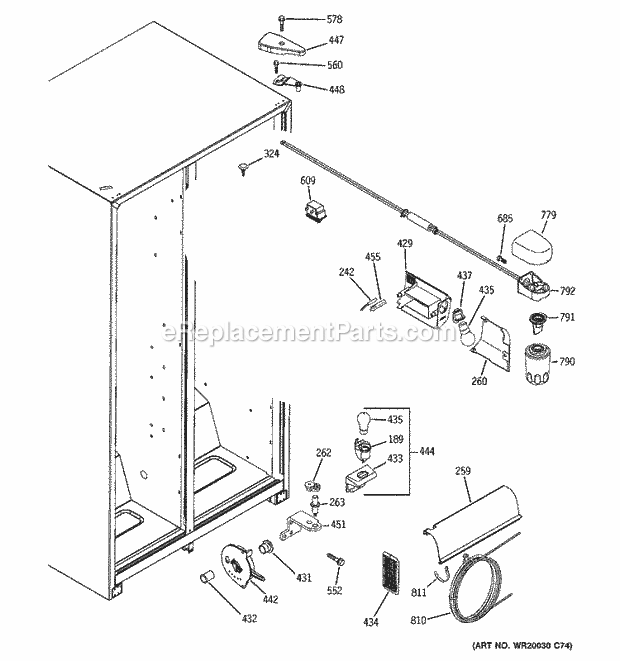 GE BSS25JFTCWW Refrigerator T Series Fresh Food Section Diagram