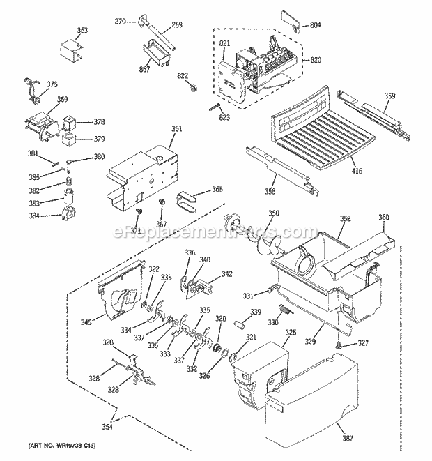 GE BSS25JFTCWW Refrigerator T Series Ice Maker & Dispenser Diagram