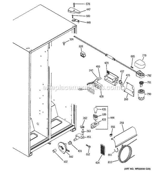 GE BSS25JSTASS Refrigerator Fresh Food Section Diagram