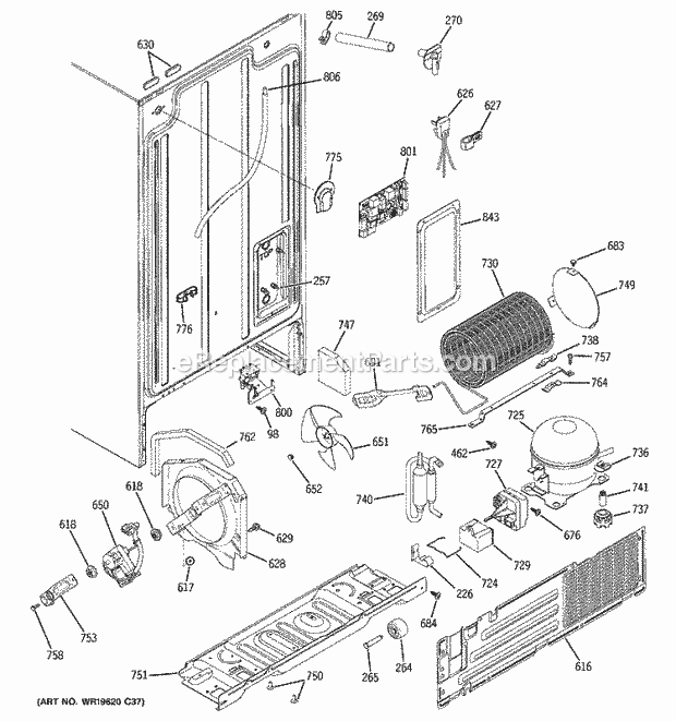 GE BSS25JSTBSS Refrigerator T Series Sealed System & Mother Board Diagram