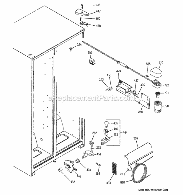 GE BSS25JSTESS Refrigerator T Series Fresh Food Section Diagram