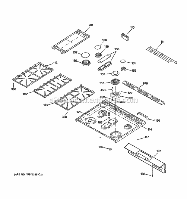 GE C2S980SEM1SS Dual Fuel Range Control Panel & Cooktop Diagram