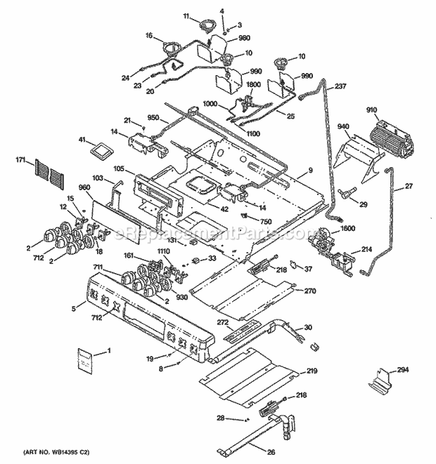 GE C2S980SEM1SS Dual Fuel Range Gas & Burner Parts Diagram