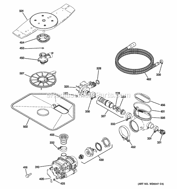 GE CDWT280V00SS Motor-Pump Mechanism Diagram