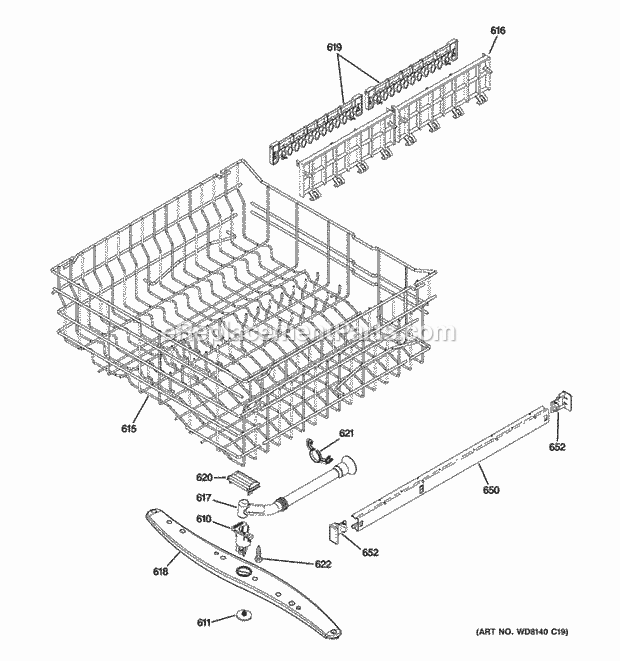 GE CDWT280V00SS Upper Rack Assembly Diagram