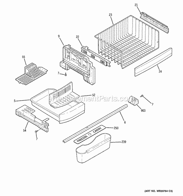 GE CFCP1NIZESS Freezer Shelves Diagram