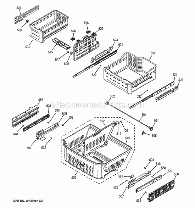 GE CFE29TSDASS Freezer Shelves Diagram