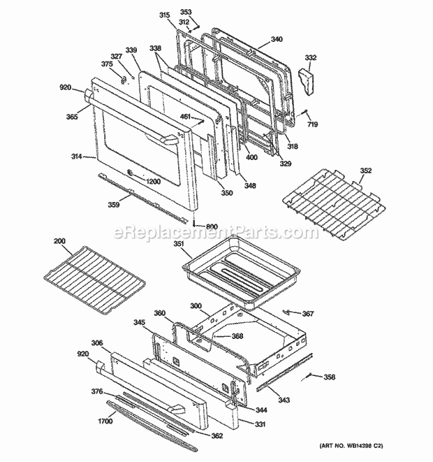 GE CGS980SEM1SS Gas Range Door & Drawer Parts Diagram