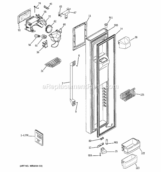 GE CSS25USWCSS Refrigerator W Series Freezer Door Diagram