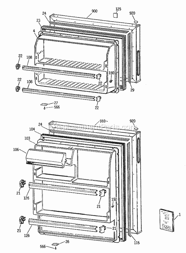 GE CTH14CYTJRWH Refrigerator Page B Diagram