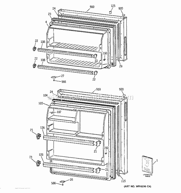 GE CTX14AYXLLWH Refrigerator Doors Diagram