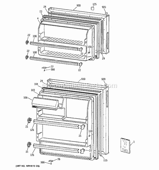 GE CTX14CYZBRAD Refrigerator Doors Diagram