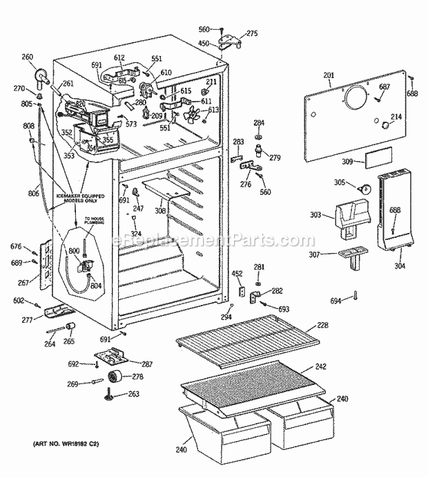 GE CTX16CIXGLWH Refrigerator Page C Diagram