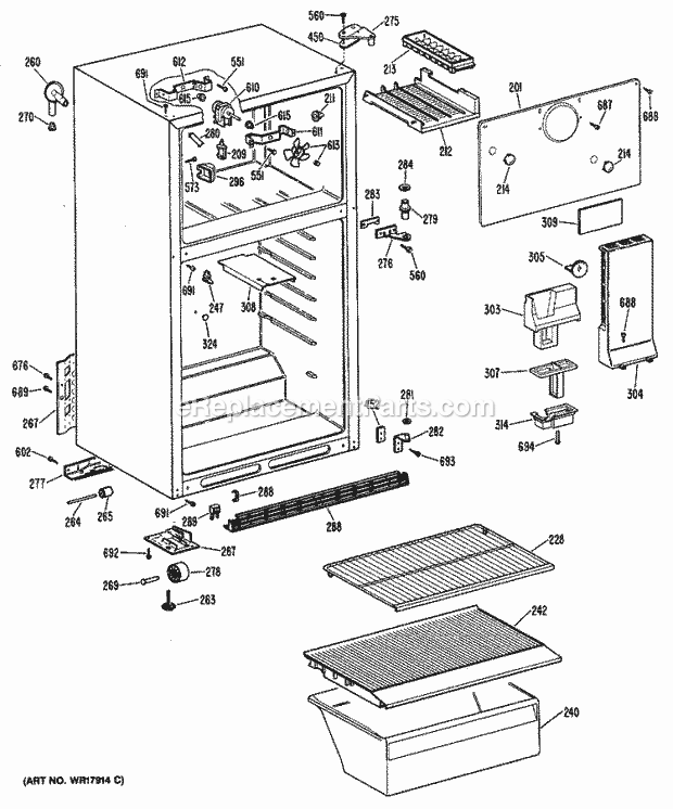 GE CTXY14CPKRAD Refrigerator Page B Diagram