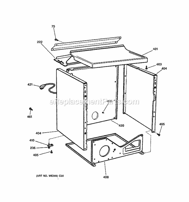 GE DBSR453GA1AA Gas Dryer Cabinet Diagram