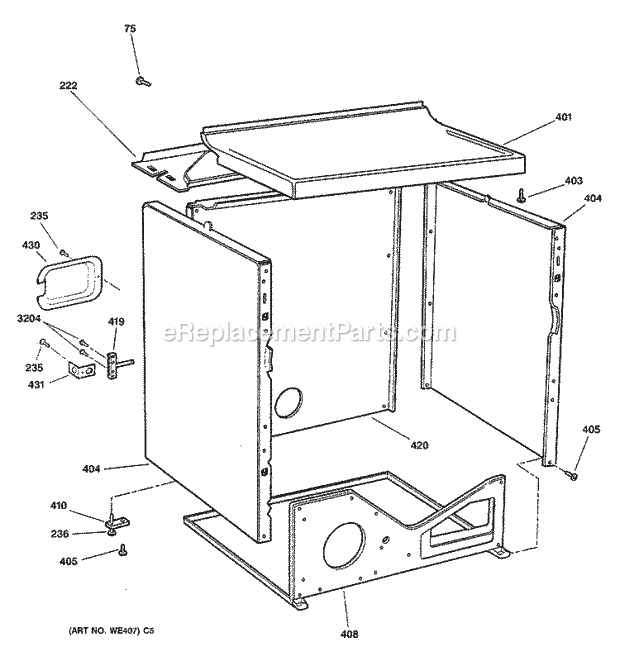 GE DBXR463ED1CC Electric Dryer Cabinet Diagram