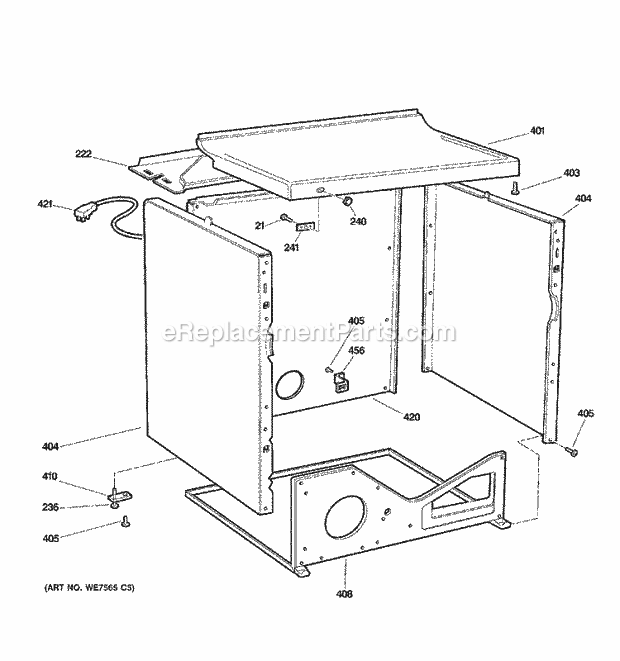 GE DCCD330GG0WC Gas Dryer Cabinet Diagram