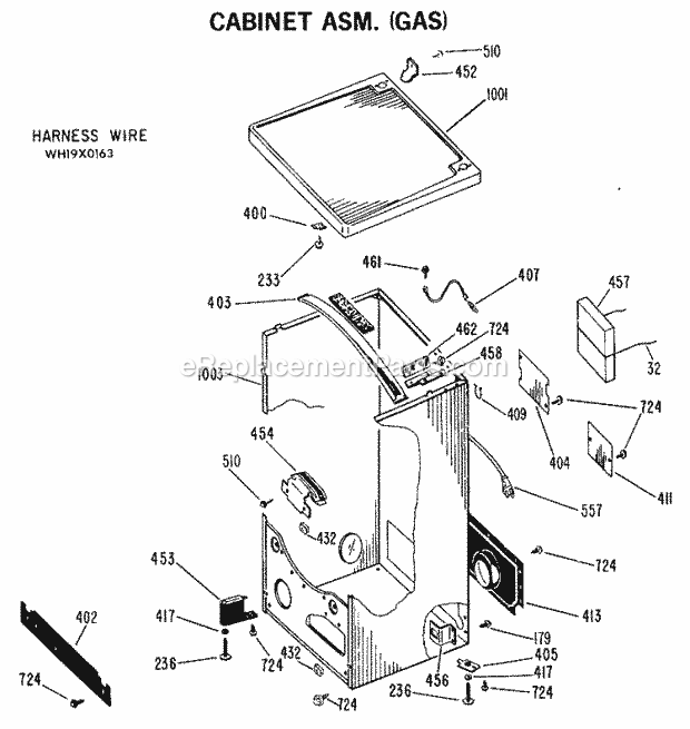 GE DDG5980VCL Electric Dryer Cabinet Asm. (Gas) Diagram