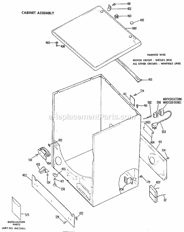 GE DDG7580GDL Gas Dryer Cabinet Assembly Diagram