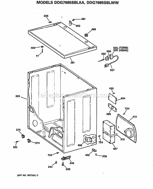 GE DDG7985SBLAA Gas Dryer Section Diagram