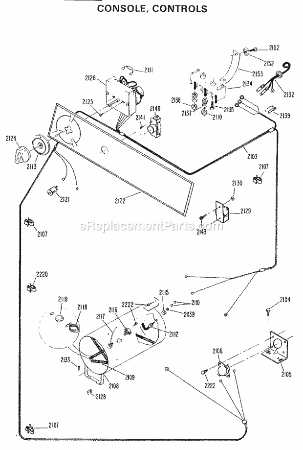 GE DDP1280CAW Electric Dryer Console, Controls Diagram