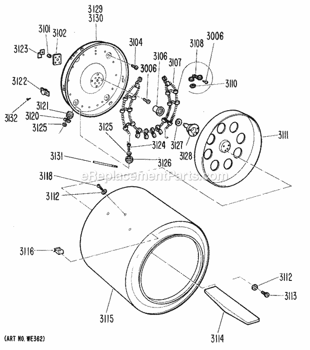 GE DDP1375GCM Electric Dryer Page B Diagram