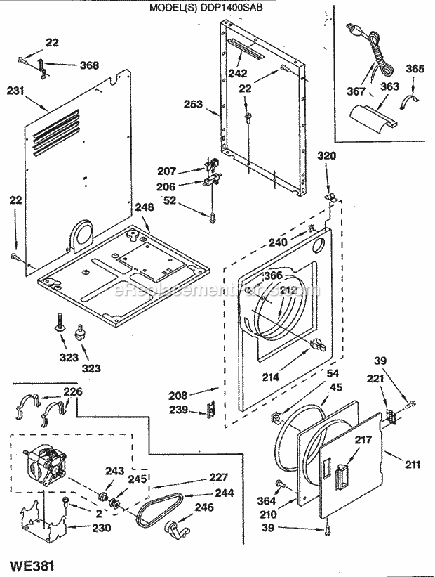 GE DDP1400SAB Electric Dryer Page B Diagram