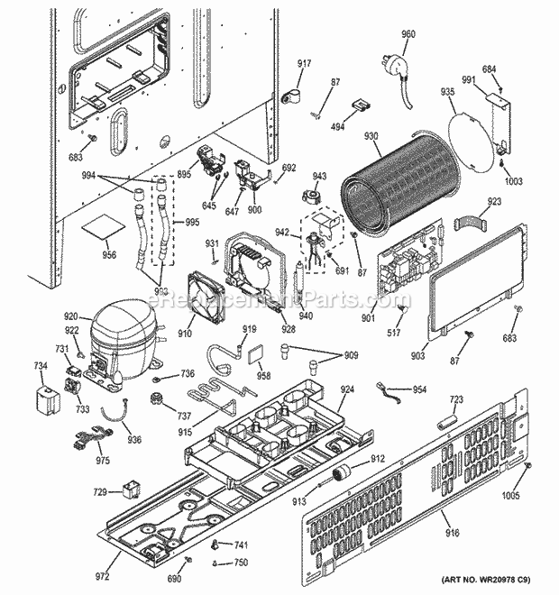 GE DFE29JGDCWW Machine Compartment Diagram