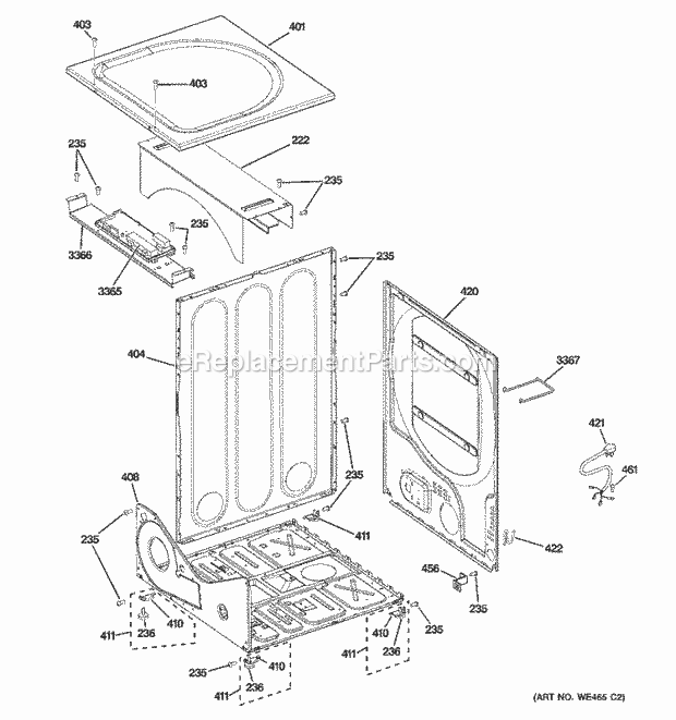 GE DHDVH66GH0WW Gas Dryer Cabinet Diagram