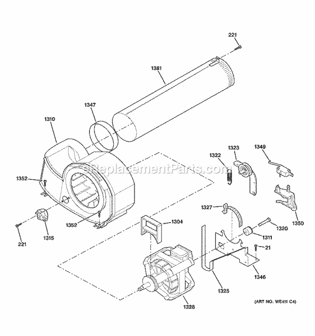 GE DPR483EA0WW Electric Dryer Motor Diagram