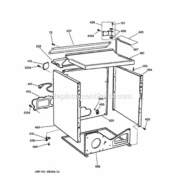 GE DPSF505GW1AA Gas Dryer Cabinet Diagram