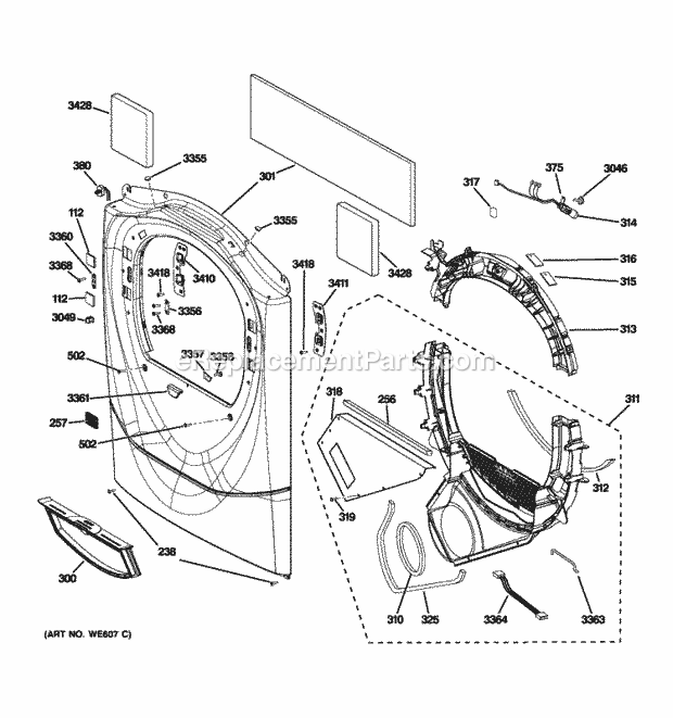 GE DPVH880EJ2MG Front Panel Diagram