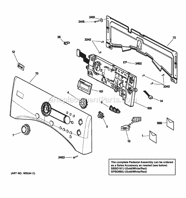 GE DPVH880GJ0MV Controls & Backsplash Diagram