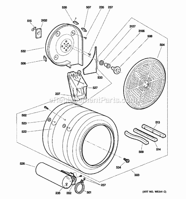 GE DPVH890GJ2MG Drum Diagram