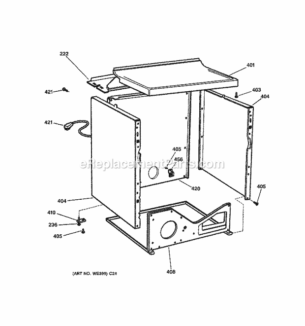 GE DRSR483GG0WW Gas Dryer Cabinet Diagram